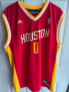 adidas Houston Red and Yellow Basketball Jersey. Houston rockets Brooks jersey
